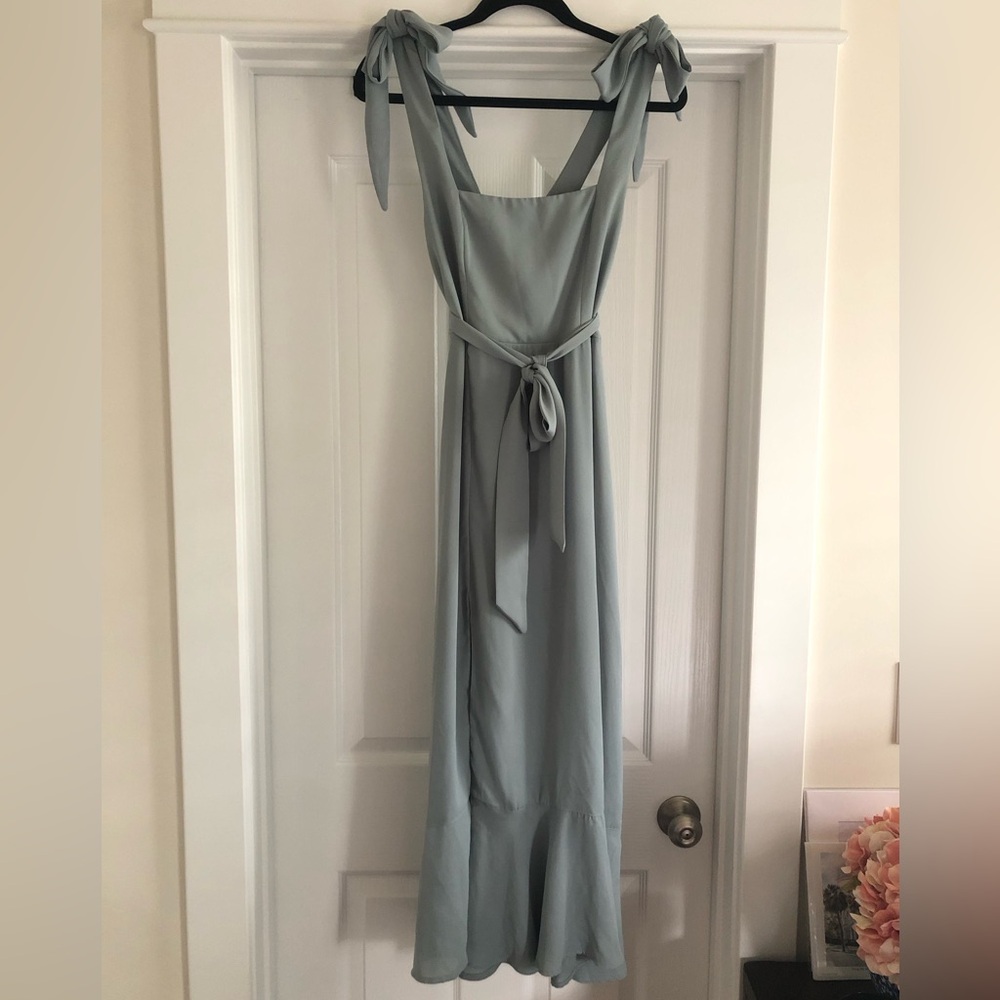 Show Me Your Mumu Claire MIDI Dress, small, deep sage chiffon